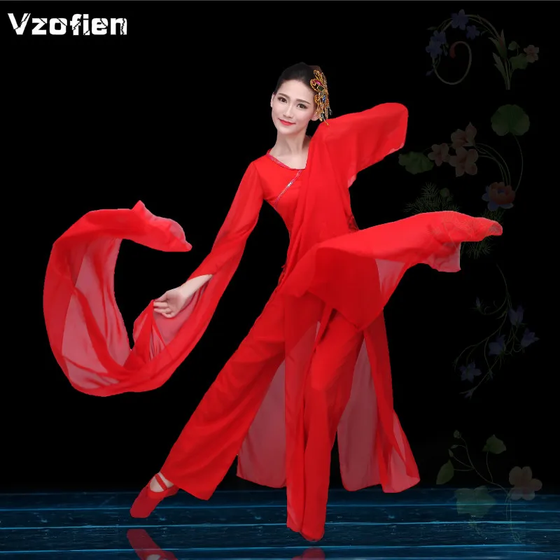 

Chinese Classical Yangko Water Sleeve Dance Costume National Red Traditional Dance Fairy Folk Dress Stage Wear for Performance