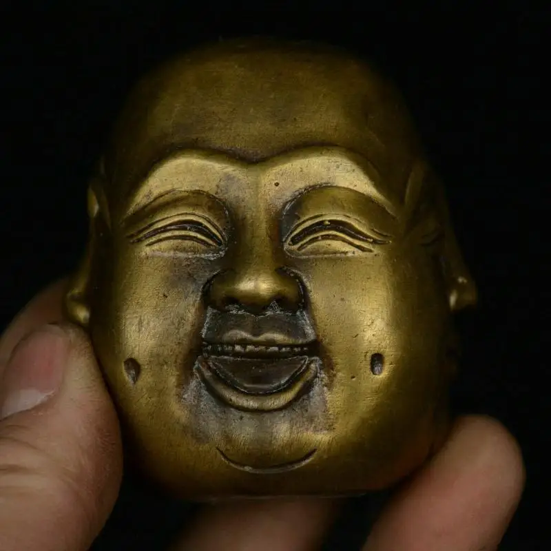 Old Chinese Bronze Pleasure Anger Sorrow Joy -- The Passions Buddha Head Statue Collection Ornaments Statues for Decoration