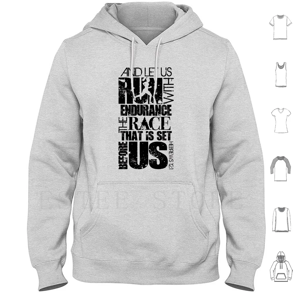 Hebrews 12: 1 Run / Race Verse Hoodies Christian Runner Workout Hebrews