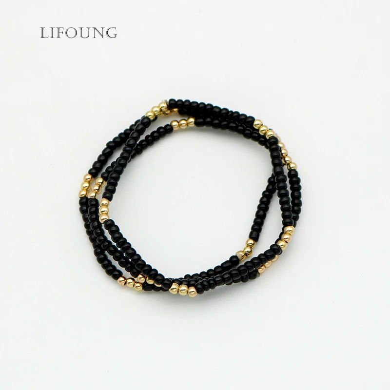 Three Set Black Beads Bracelets For Women Elastic Beaded Bracelet Fashion New Design Jewelry Trendy Basic Accessorries 2021139