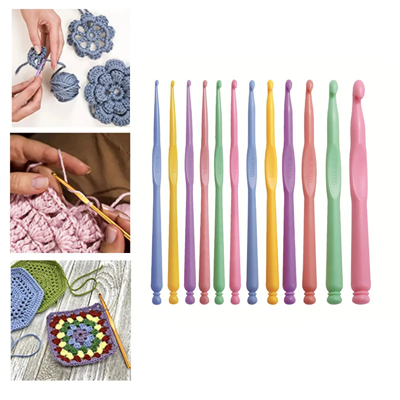 

12Pcs 2-10mm Plastic Crochet Hooks Kit Knitting Needles Colorful Stitches Craft Crochet Set DIY Weave Tools doll Sewing Supplies