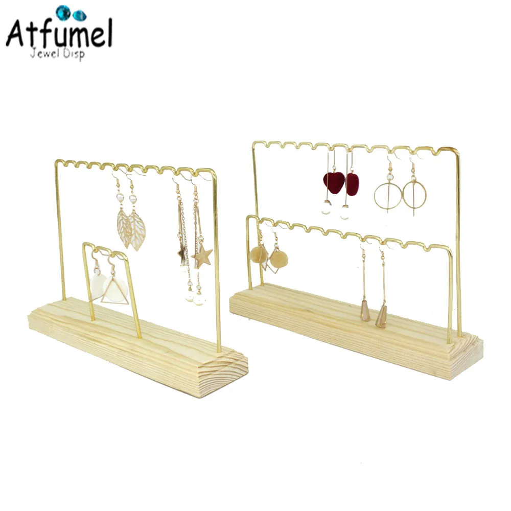 Metal Ear Studs Pendant Jewelry Display Stand Bracelet Organizer Wood Earrings Hanging Stand Ring Display Rack