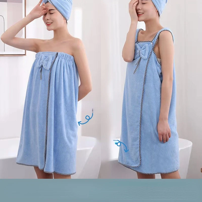 New Arrival Coral Fleece Sling Bath Towel Can Wear Thick Tube Top Bowknot Bath Skirt Cute and Sexy Bath Skirt Suit