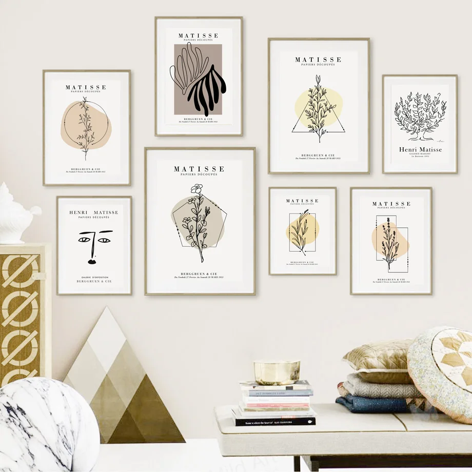 

Абстрактные северные постеры Матисса с вазой, листьями, цветами, кораллами и принтами, настенная живопись на холсте, настенное украшение для дома, картины