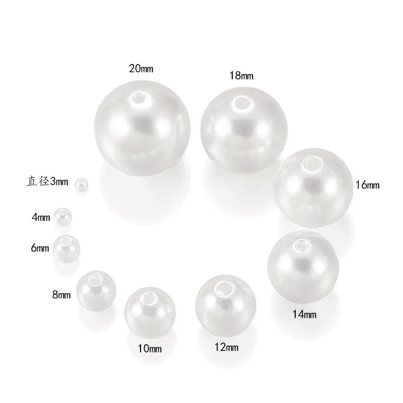 Free Shipping ABS Pearl Imitation Ball Charm Round Beads 4/6/8/10/12/14/16/18/20/25/30mm Wholesale For Fashion Jewelry Making