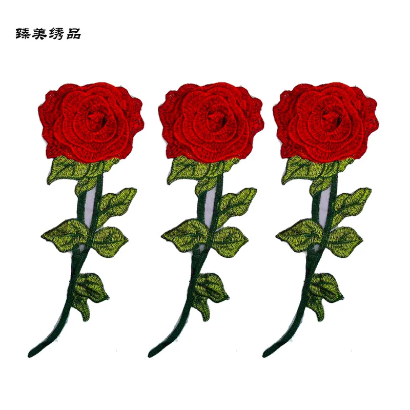 10pcs/lot Large 3D  Lace Rose Flower Embroidery Patches for Women Dress Shirt Clothes Garment Accessories