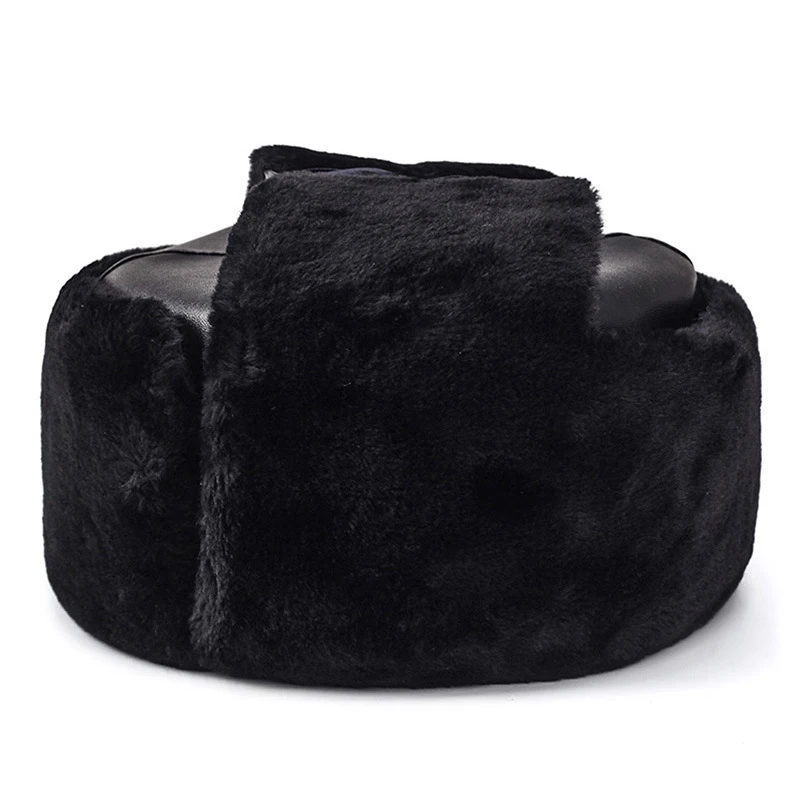 Ushanka-Sombrero de bombardero ruso grueso y cálido para hombres, gorra militar del ejército, cuero sólido, orejeras, Trapper, sombreros de piel de esquí para hombres, Invierno