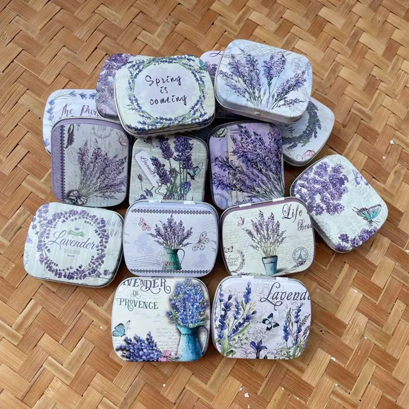 Imagem -05 - Lot Lavender Iron Tin Metal Case Mini Cover Headconjunto Can Pill Pencil Box Candy Goma de Mascar Presente de Armazenamento 16 Pcs