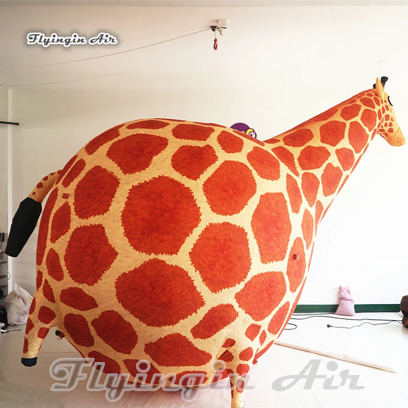 Cute Giant Inflatable Fat Giraffe Balloon 3m Air Blow Up Cartoon Animal Model For Theme Park And Zoo Decoration