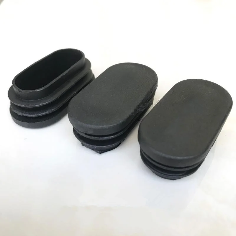 Tapones de Plástico para patas de silla, insertos de tubo, Tapón de Inserción, rectangular, ovalado, negro