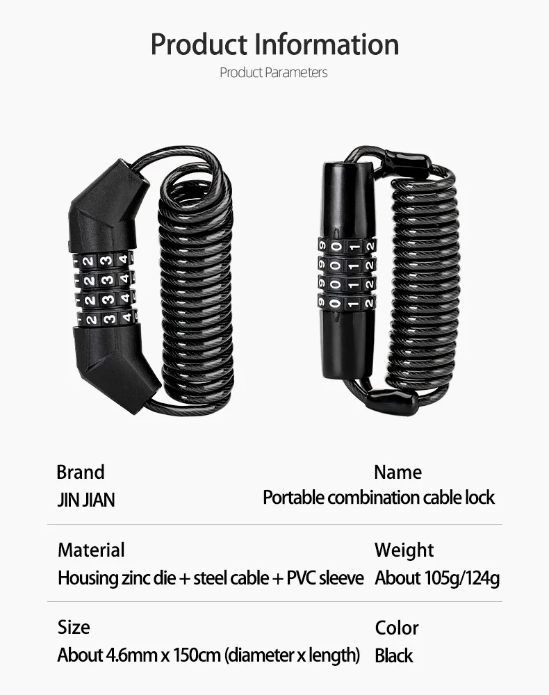 ROCKBROS Mini Password Lock Anti-theft Bicycle Durable Steel Wire Lock Helmet Lock Chain Bike Frame Lock Bike Accessories
