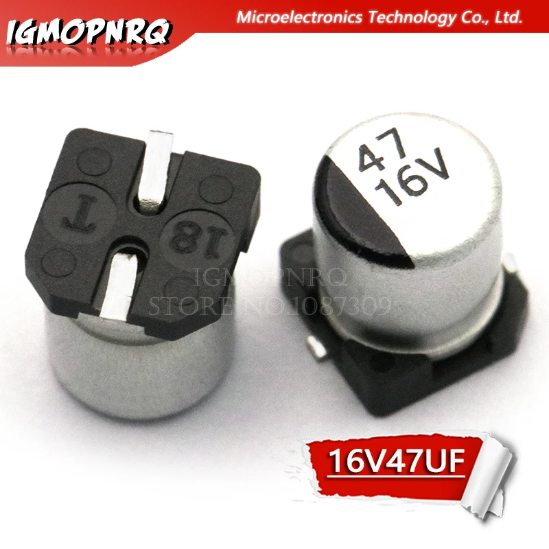 10PCS 16V47UF 5*5.5mm SMD eletrolítico de alumínio do capacitor Eletrolítico capacitor uf 47 16v