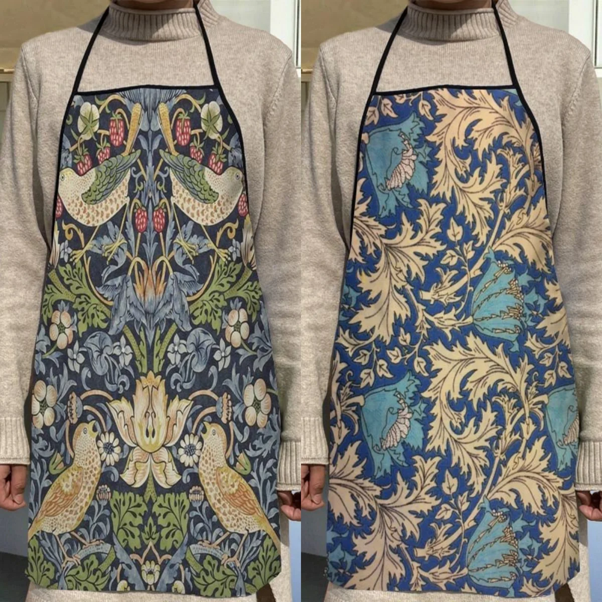 New Arrival William Morris Art Apron Kitchen Aprons For Women Oxford Fabric Cleaning Pinafore Home Cooking Accessories Apron