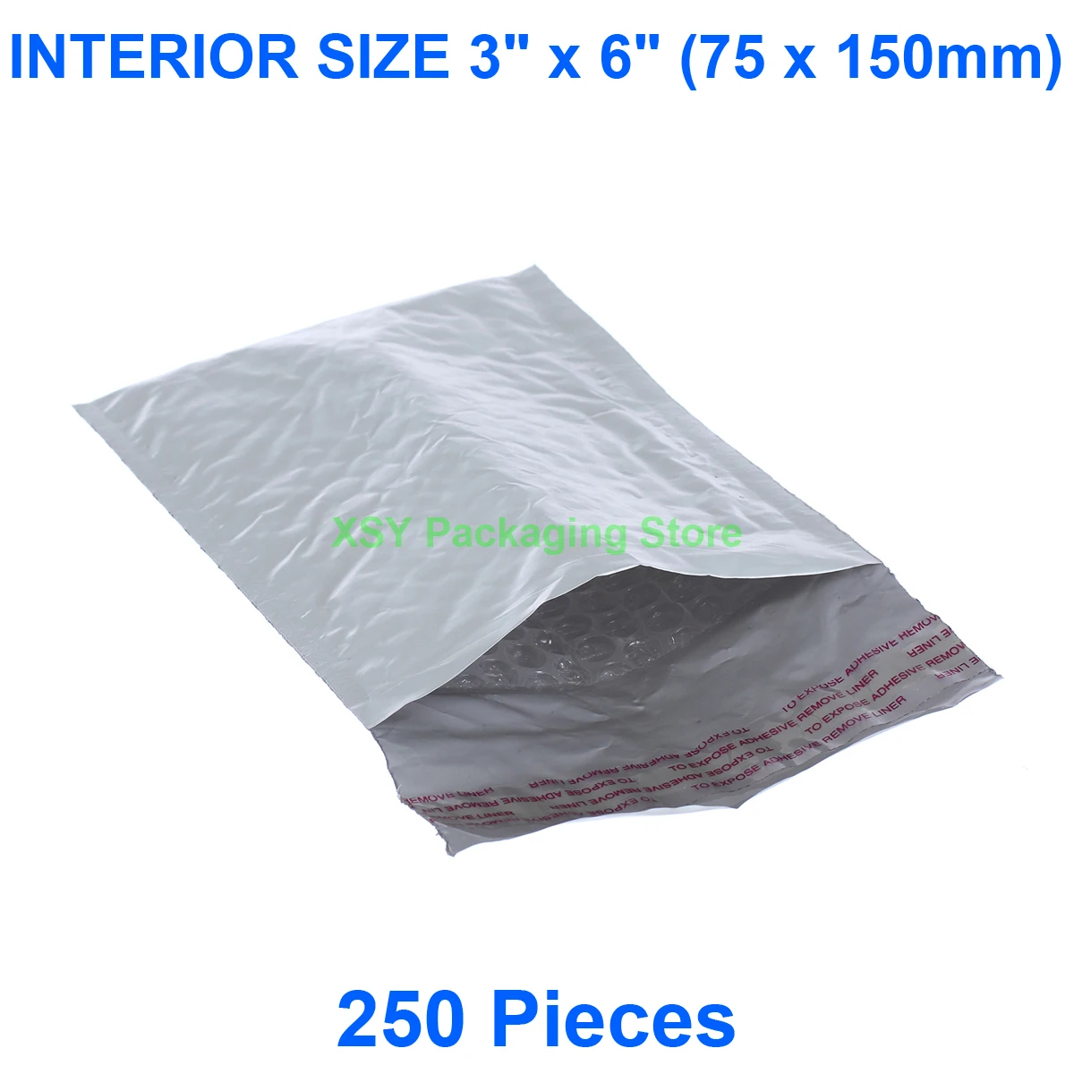 250 Pieces Poly Bubble Padded Envelopes INTERIOR SIZE 3