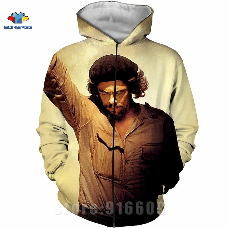 Winter Coat 3D Print Che Guevara Jacket Men Sweatshirts Women Fashion Hoodies Men Pocket Harajuku Oversized  Hooded Pullover