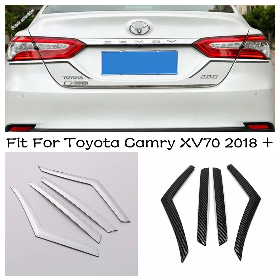 

Chrome Rear Light Taillight Tail Lamp Edge Lower Trim Cover Refit For Toyota Camry XV70 2018 - 2020 Carbon Fiber Style Exterior