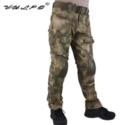 VULPO Camouflage Tactical Combat Pants AT-FG Men Trousers Tactical Pants With Removable Knee Pads