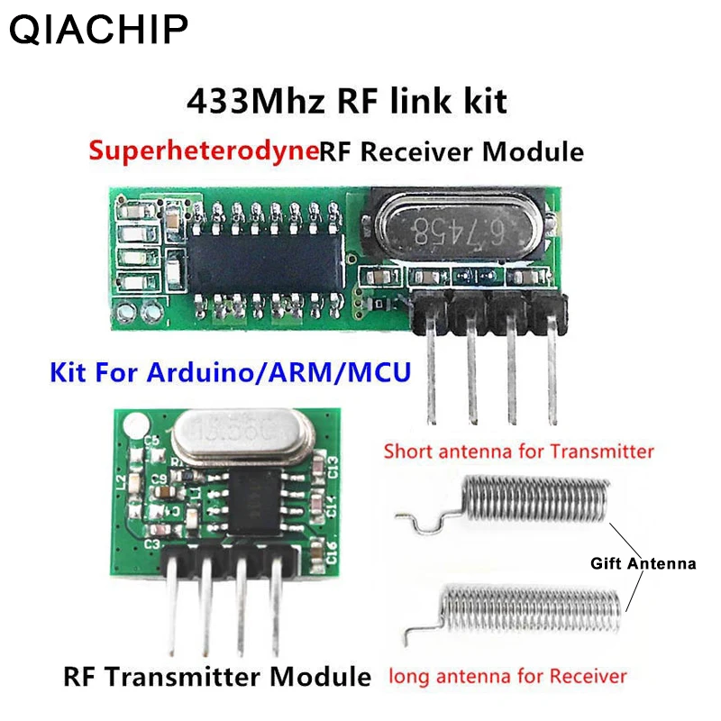 QIACHIP 433 Mhz superheterodynowy odbiornik RF i moduł nadajnika dla Arduino Uno moduł bezprzewodowy Diy Kit bezpłatny prezent antena