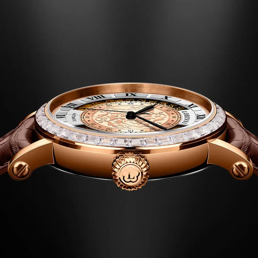LOBINNI top luxury brand watches for men,mens automatic watch mechanical wristwatch 50m waterproof Switzerland clock sapphire