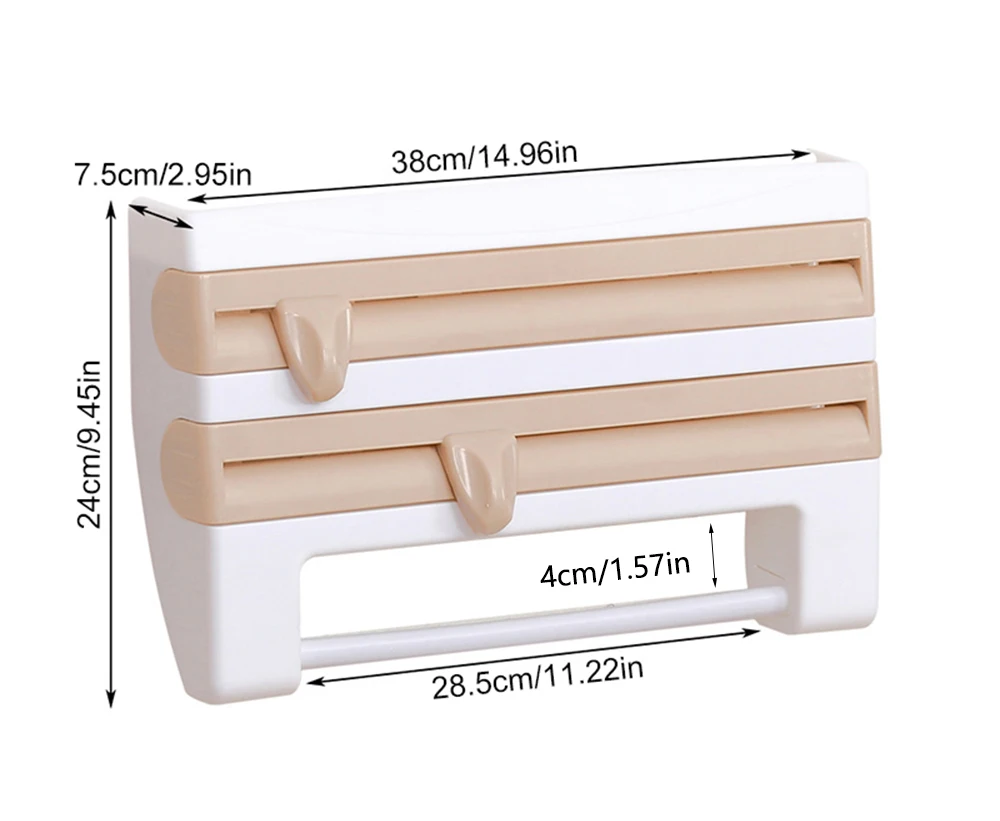 Wand montage Aluminium folie Papier handtuch Sauce Flaschen halter 4 in 1 Frisch halte folie Schneiden multifunktion ale Küche Lagerung – Detail 3