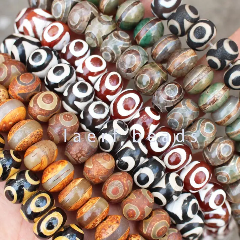 

8x12mm 10x14mm Red black DZI beads abacus Tibet Oval Agate stone Rondelle spacer Drum DIY 3 eyes Loose Beads 10pcs