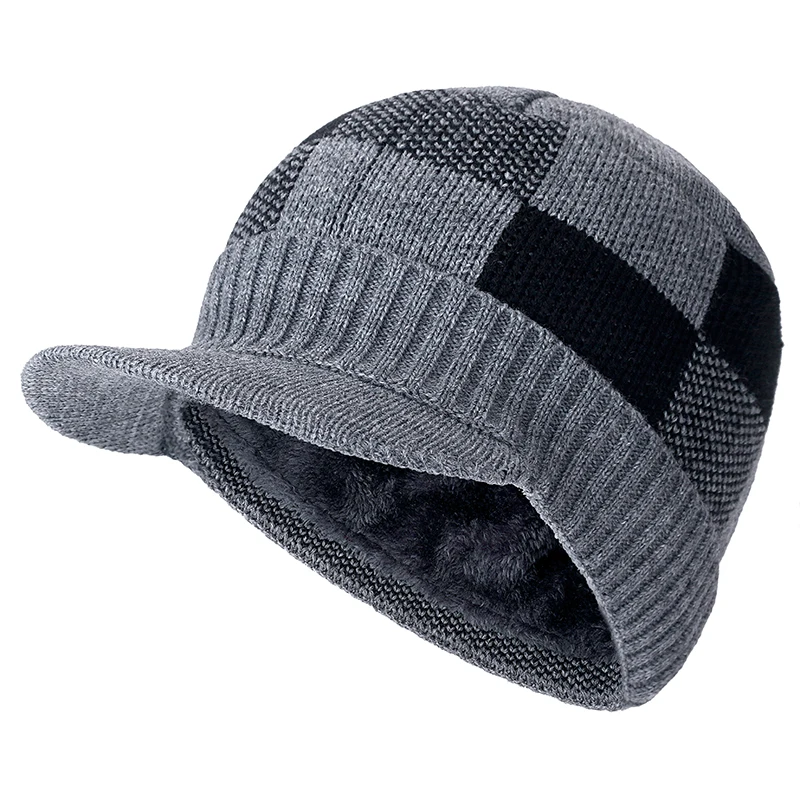 Chapéu de malha de algodão masculino e feminino, aba de pele, skullies, gorros, gorro, tampas de lã, alta qualidade, inverno