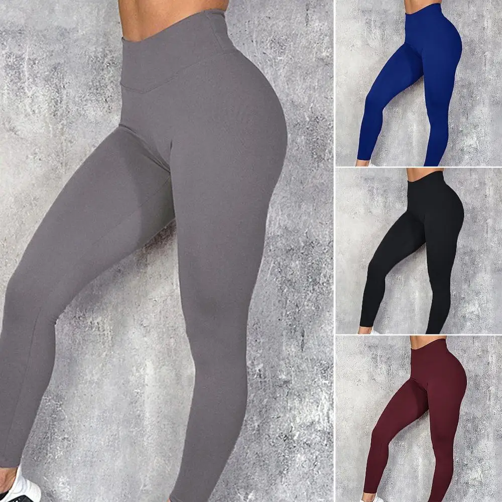 Dames Effen Kleur Hoge Taille Heup Lift Skinny Yoga Gym Legging Broek Broek Panty Yoga