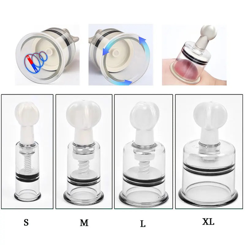 4 Size Rotating Handle Vacuum Body Massage Cans Suction Enhancer Anti Cellulite Acupuncture Vacuum Cupping Cups Nipple Enlarger