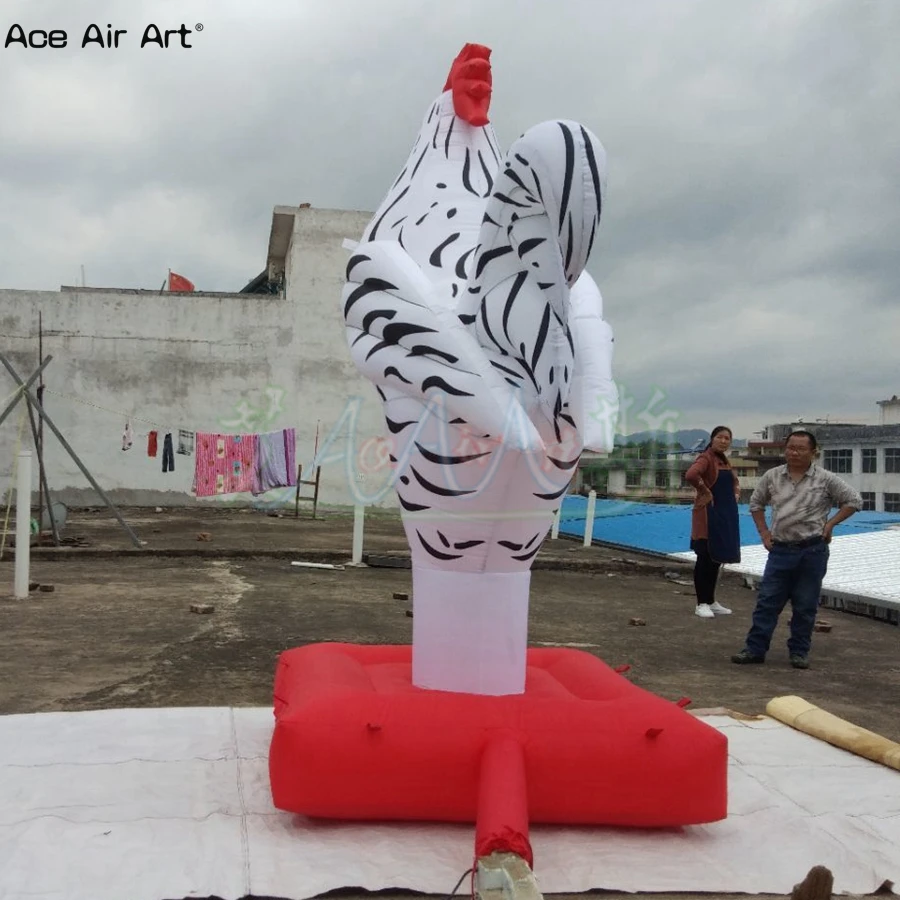 Free Standing Customized Unique Inflatable Rooster Balloon Cock with Base for Advertising Decoration