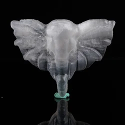 천연 화이트 셀레나이트 귀여운 코끼리 머리 미네랄 표본, 치유 크리스탈 동물 모양 조각상 만들기, 돌 조각 석고, 1 개