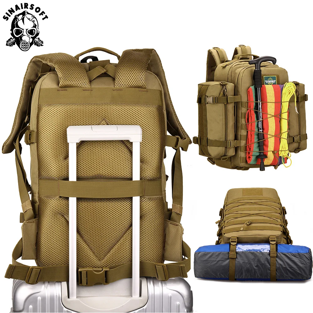 Waterproof Nylon Outdoor Mochila, Montanhismo Caminhadas Mochilas, Desporto Molle Mochila, Camping e Escalada Bag, 45L