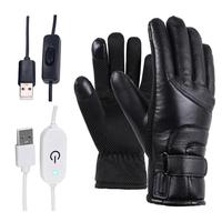 Winter Motorcycle Electric Heated Gloves Windproof Cycling Warm Heating Touch Screen Skiing Gloves USB Powered For Men Women