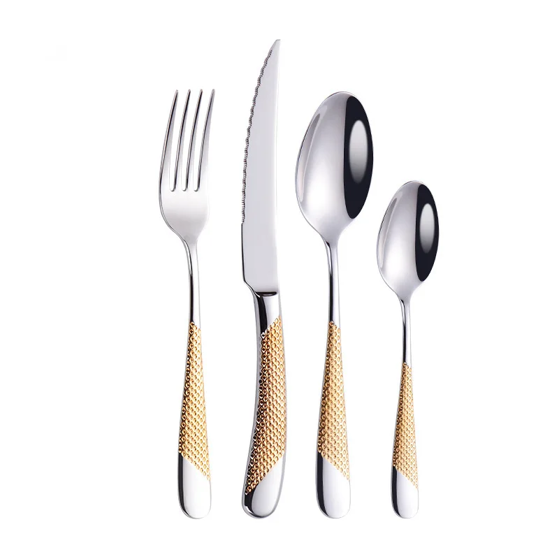 Fashion Golden Dinnerware Set 18/10 Stainless Steel Dinner Knife Fork Cutlery Set Service Silverware Flatware Drop Shipping