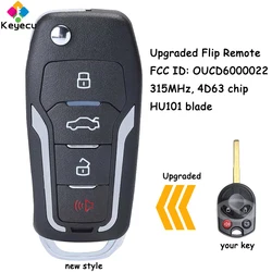 KEYECU Chiave telecomando per auto aggiornata con 4 pulsanti 315 MHz 4D63 Chip per Ford C-MAX Escape F-350 Focus Transit Fob OUCD 6000022