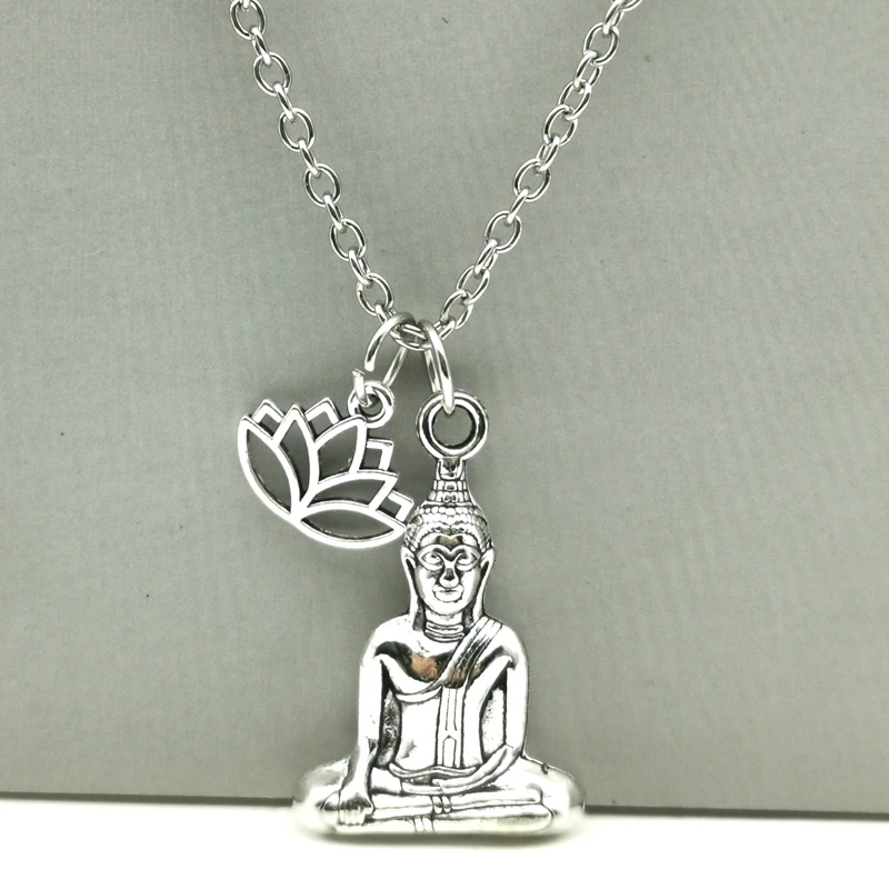 2020 NEW Buddha necklace Lotus Flower necklace silver color Spiritualist Pendant Gift For Friend MEN WOMEN fashion llaveros