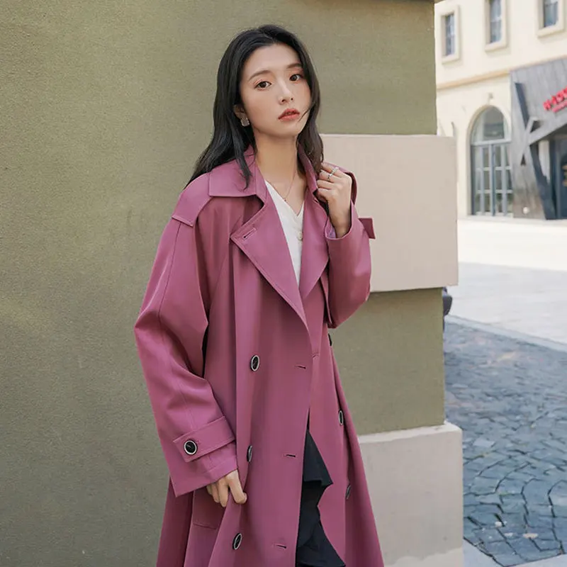 

2021 Autumn Fashion Women Trench Coat Classic Belt Coat Women Trench Chic Loose Long Trench Women High Quality Overcoat Outwear