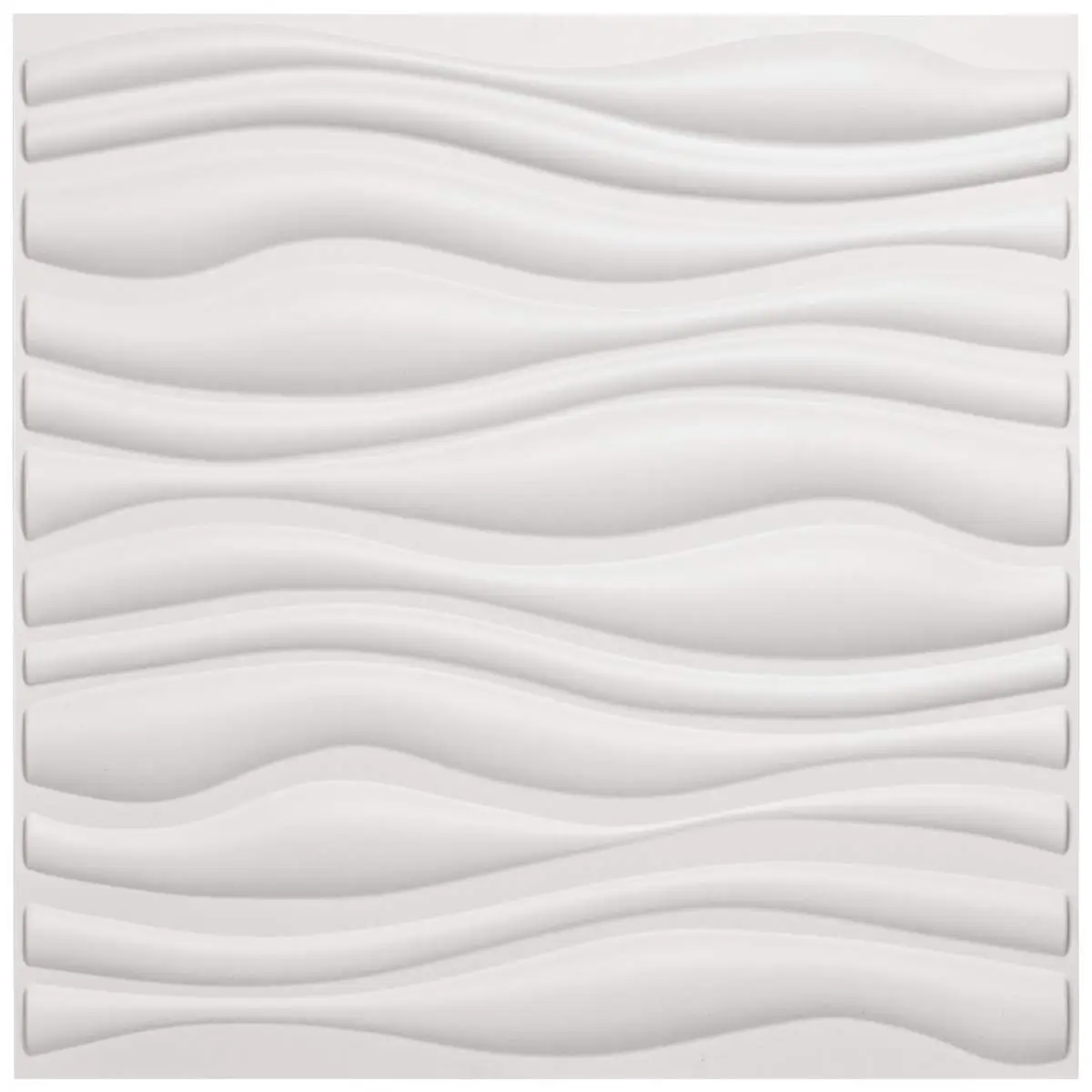 Art3d 50x50cm White Plastic Decorative Wave Board Textured 3D Wall Panels for Living Room Bedroom TV Background Pack of 12 Tiles