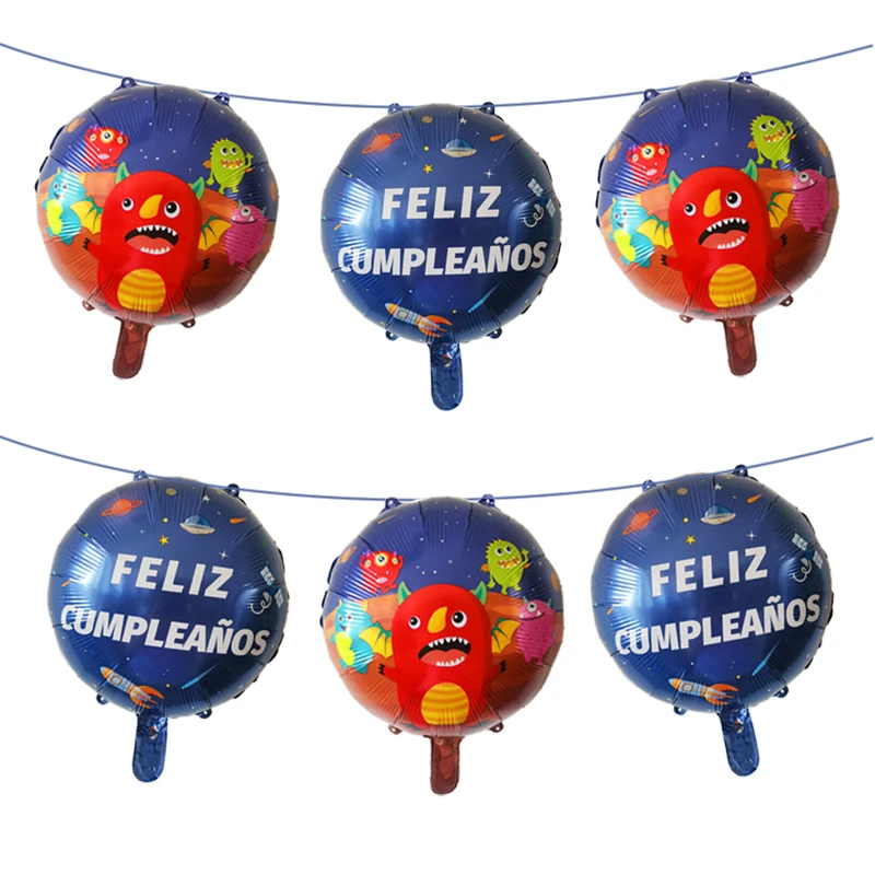 6Pcs 18Inch Cartoon Alien Monster Helium Balloons Feliz Cumpleaños Germs Ballon Kids Toys Birthday Party Decoration Baby Shower