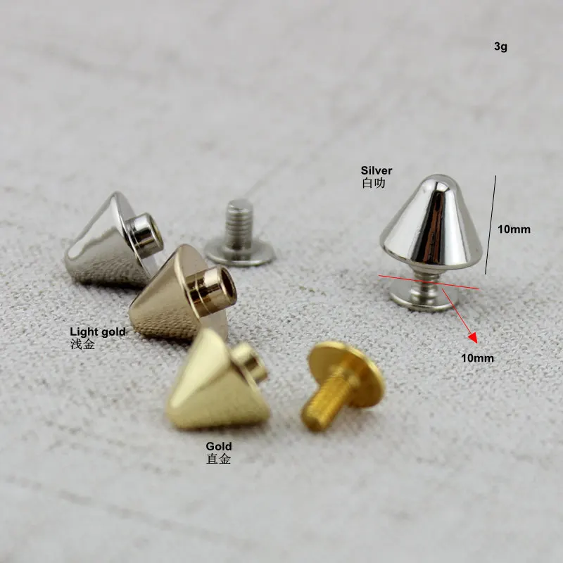 10-30-100pcs 10mm Copper solid polished nickle turriform head rivet metal bag snap rock stud,purse bottom screw rivets