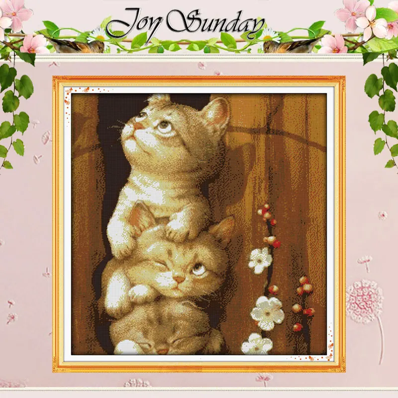 Naughty Cat Patterns Counted Cross Stitch Set DIY 11CT 14CT 16CT Stamped DMC Cross-stitch Kit Embroidery Needlework Home Decor