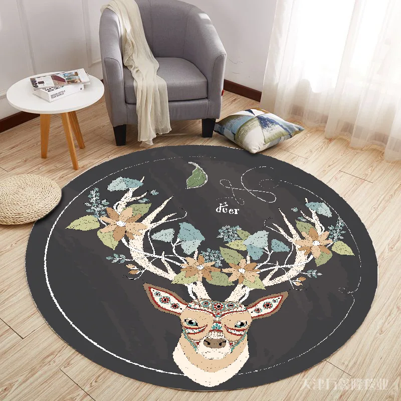 

TONGDI Round Carpet Anti-skid Elegant Artistic 3D Steric Printing Mat Soft Rug Luxury Decor For Home Parlour LivingRoom Bedroom