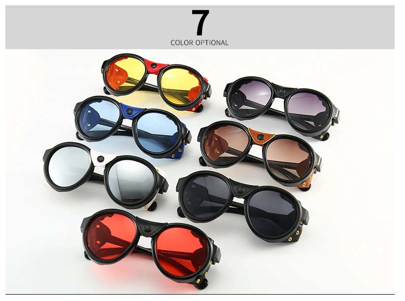 46311 Steam Punk Oval Winddicht Goggle Sonnenbrille Vintage Herren Damen Shades UV400 Vintage Brille – Detail 3