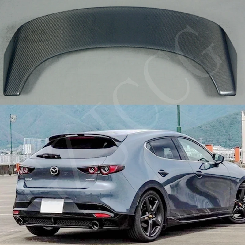 

Для Mazda 3 Axela Hatchback 2020, Стайлинг автомобиля, FRP + углеродное волокно, задний спойлер, крыло, хвост, крышка багажника, авто украшение