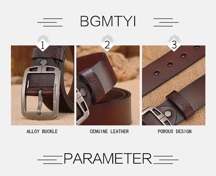 Männer Echtes Leder Gürtel Rindsleder Klassische Designer Gürtel für Männer Vintage Westernboy Freizeit Casual Jeans Strap HQ223 – Detail 3