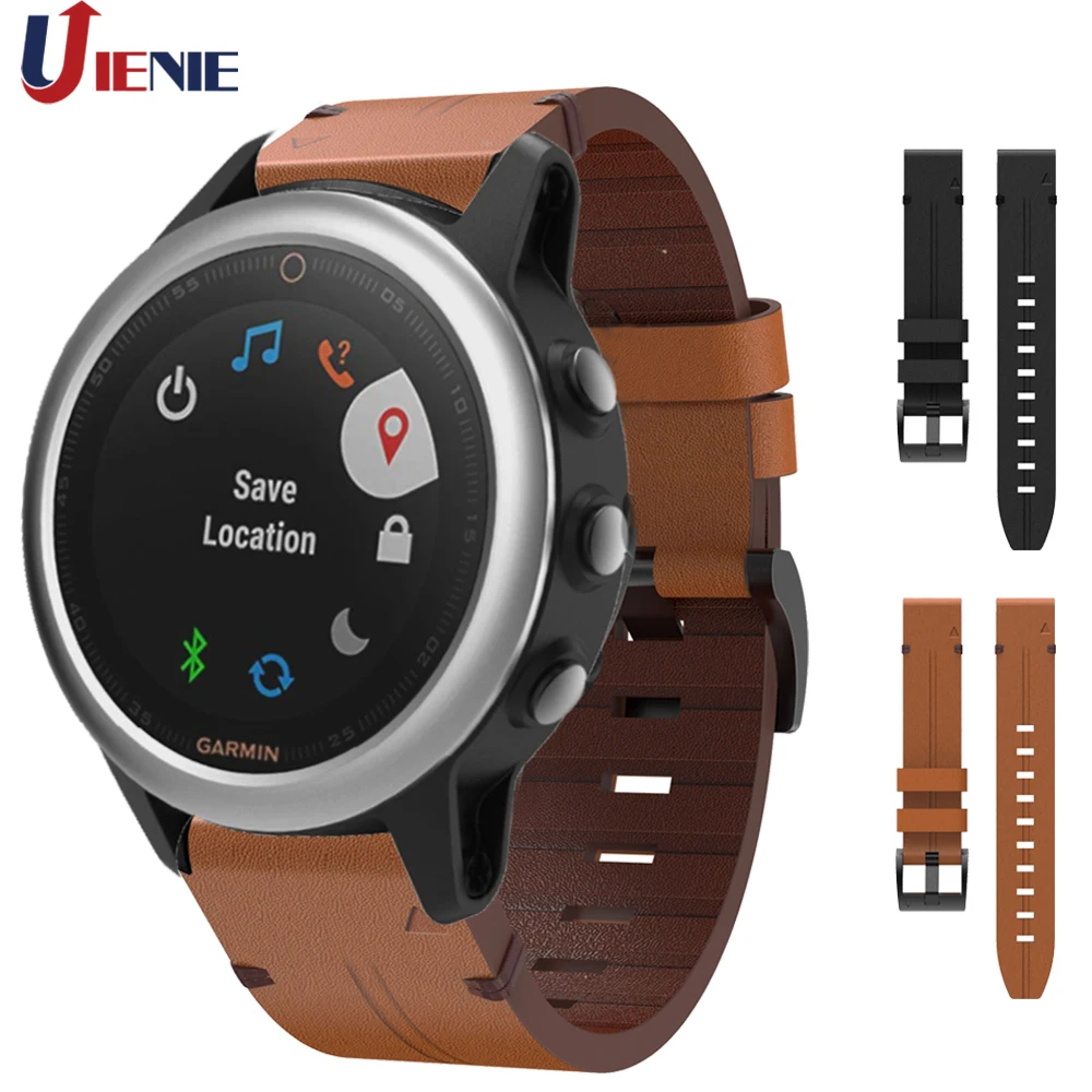 Ремешок для часов Garmin Fenix 6x 6s 6 Pro 5 5x 5s Plus S62 Mk1 3HR, 20, 22, 26 мм, кожаный