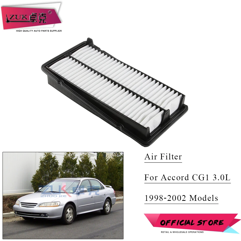 ZUK High Quality Air Filter Element For HONDA For ACCORD 1998 1999 2000 2001 2002 CG1 3.0L V6 OEM:17220-P8C-K00