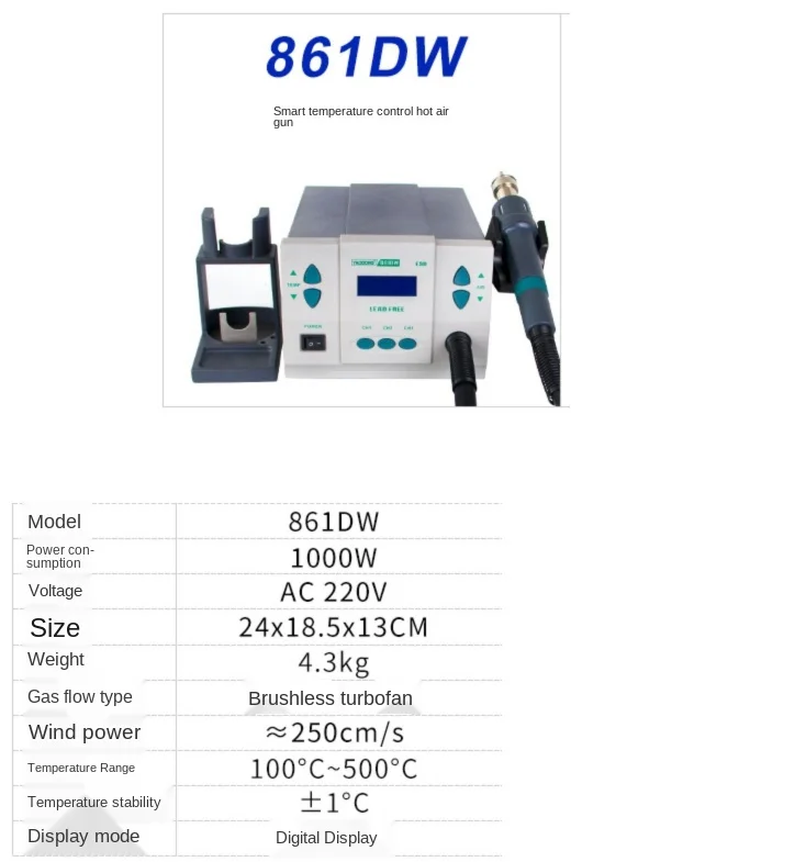 Originale 1000W220/110V Rapida 861DW Heatgun Senza Piombo Stazione Di Saldatura Ad Aria Calda Microcomputer Temperatura Stazione