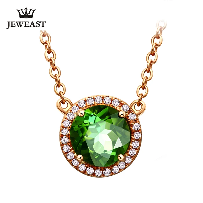 LSZB Natural green tourmaline 18K Pure Gold Pendant Real AU 750 Solid Gold  Upscale Classic Party Fine Jewelry Hot Sell New 2023