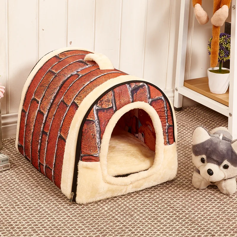 Detachable Pet Dog House Cat Beds Mat for Small Medium Dogs High Density Fiber Filler Thickened Puppy Pets Kennel French Bulldog