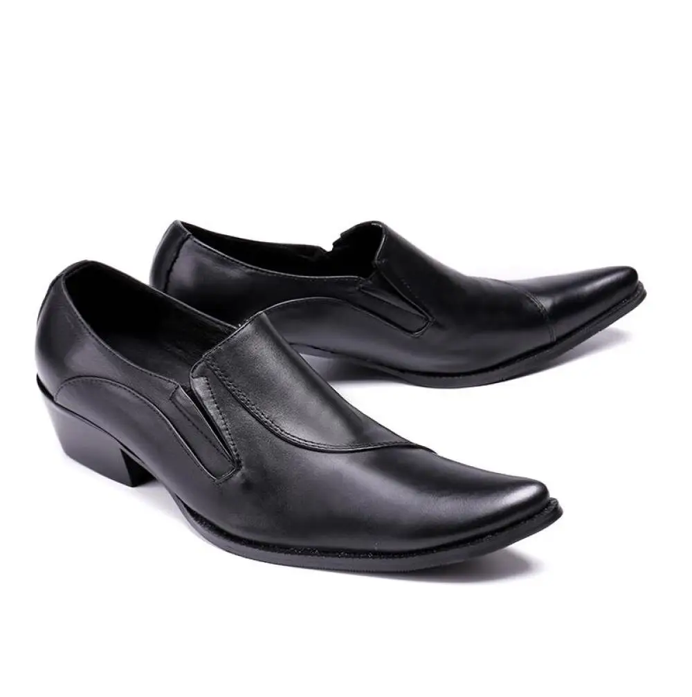 Leather Formal Dress shoes Mens Derby Pointed Toe Footwear High Heels Men Wedding Party Shoes